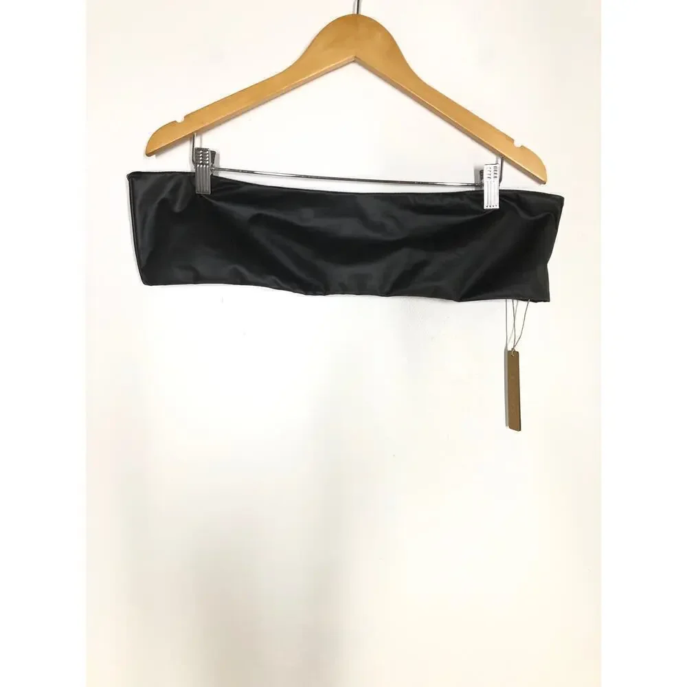 SKIMS Micro Pleather Swim Bandeau Bikini Top Onyx NWT Size 3X